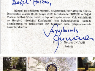 The Rector of Ankara University sent a letter of thanks to Kamal Abdulla