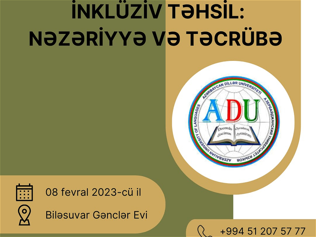 Azərbaycan Dillər Universitetinin nəzdində fəaliyyət göstərən İnklüziv Təhsil Mərkəzi sahə üzrə inkişafın təmin edilməsi, həmçinin maarifləndirmənin həyata keçirilməsi məqsədilə silsilə tədbirlər reallaşdırır.