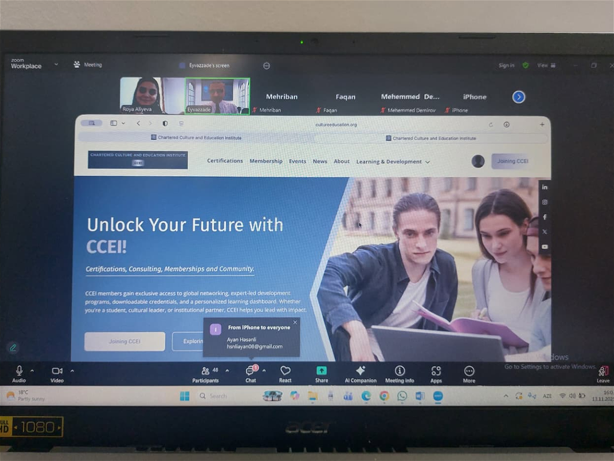 ADU-da CCEI prezidenti ilə onlayn görüş keçirilib