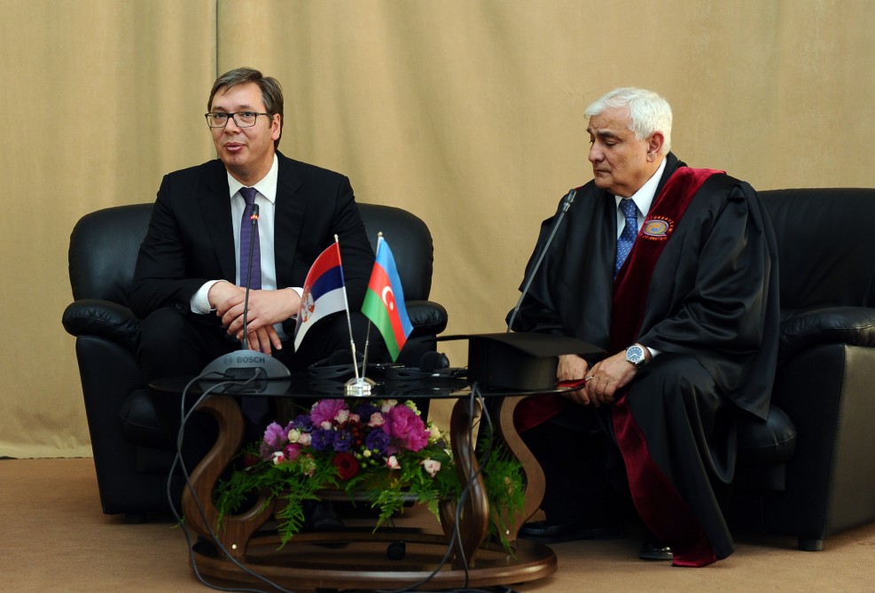 Президенту Сербии вручен диплом почетного доктора Азербайджанского университета языков